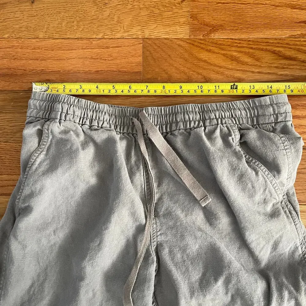 J. Crew Point Sur Seaside Pant 4 Gray Linen Blend High Rise Jogger Casual Crop
